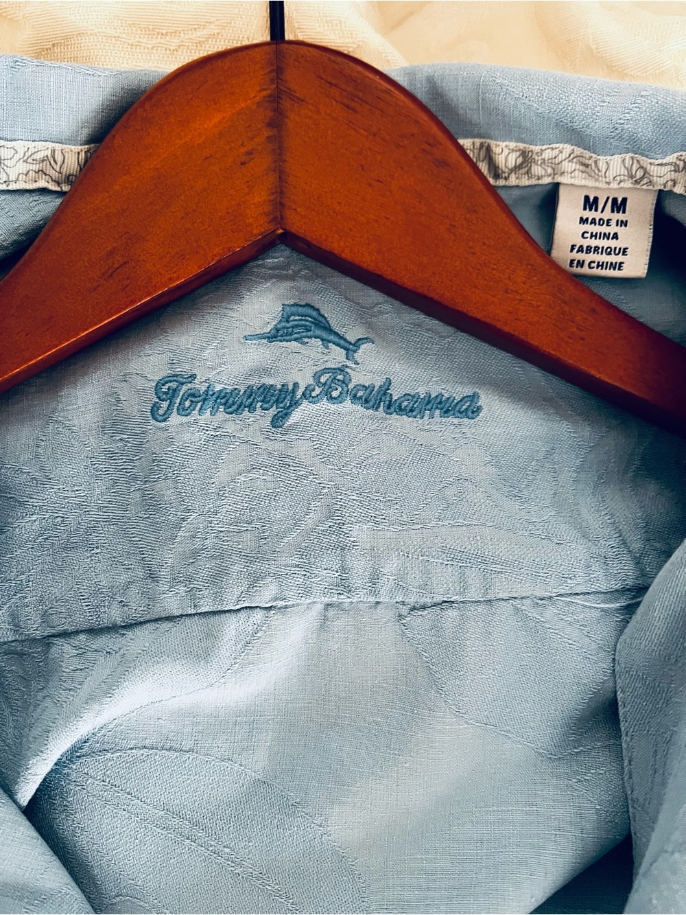 Tommy Bahama Light Blue Embroidered Casual Button-Down Shirt